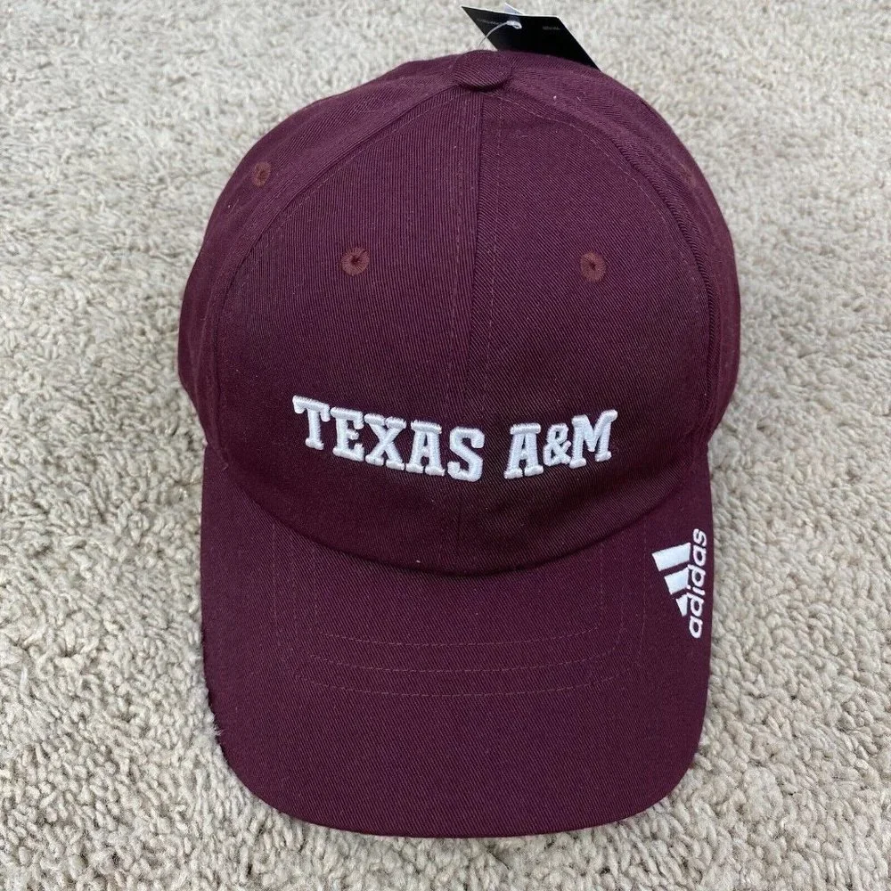 Texas A&M Aggies Adidas Hat Maroon White Script Adjustable‎ Slouch Dad Cap NWT